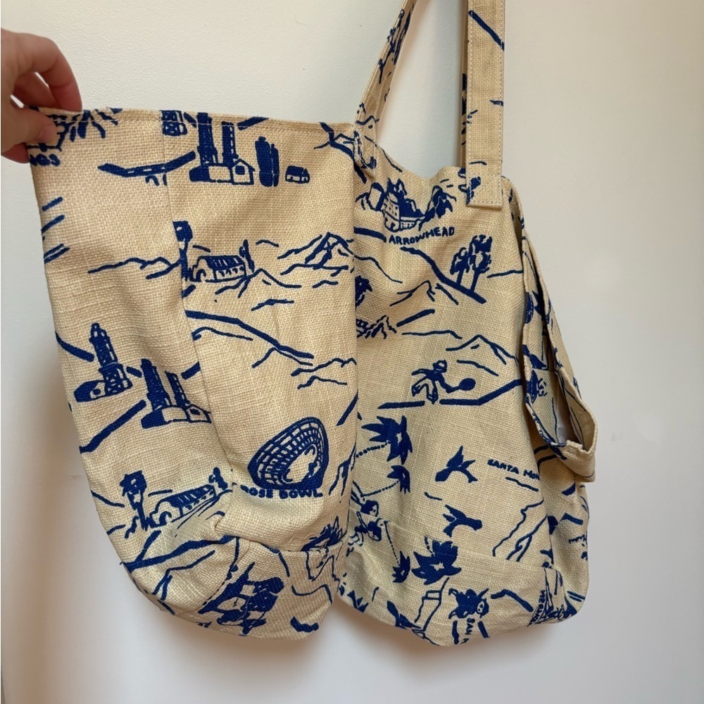 NWOT Urban Outfitters East-West Printed Jute Tote - Picture 5 of 13